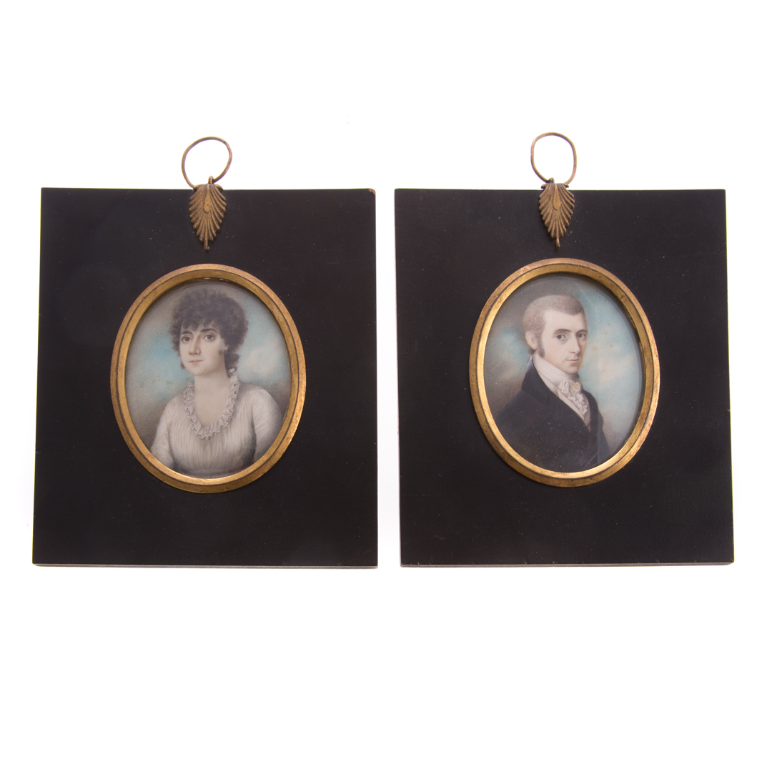 Appraisal: Irish School Pair of miniature portraits circa portraits of lady