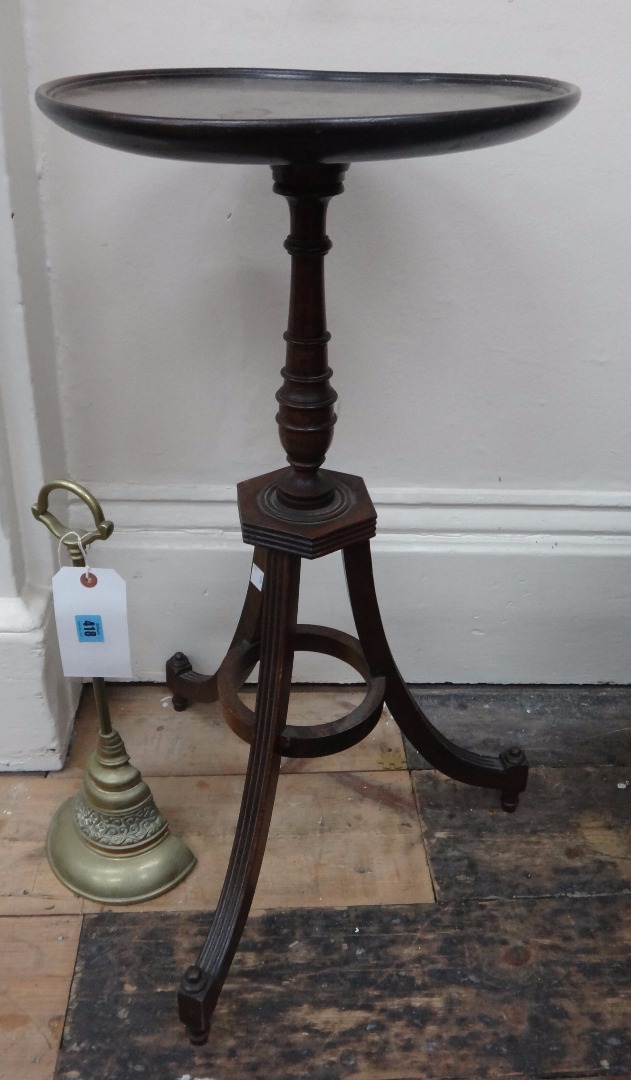 Appraisal: A reproduction Regency style mahogany pedestal table the circular top