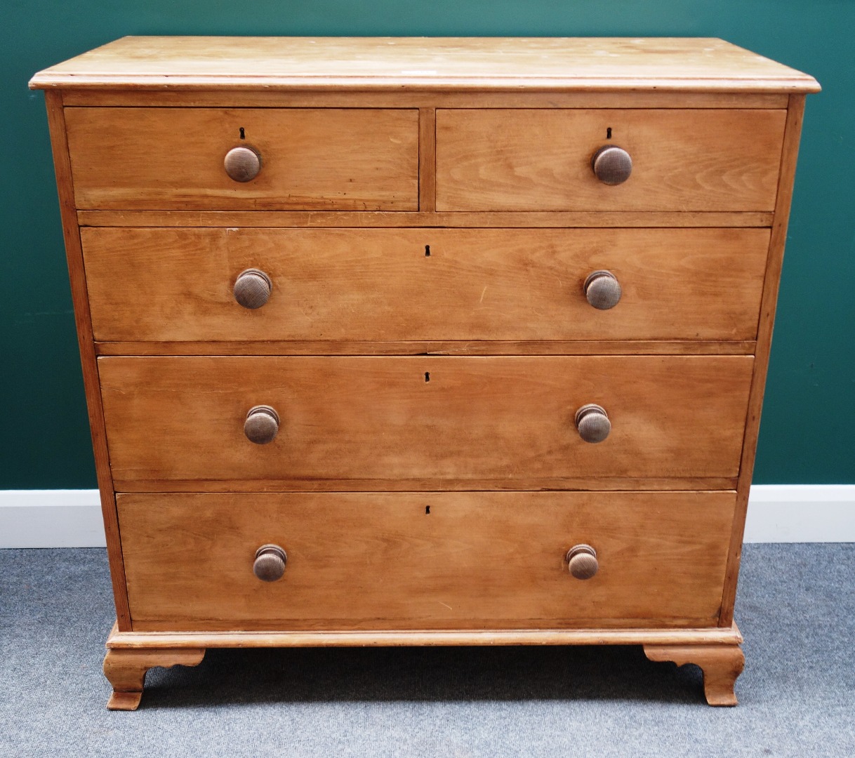 Appraisal: A th century birch chest of two short and three