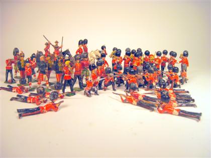 Appraisal: Britains painted lead soldiers mostly british regimentsComprising a Highland band