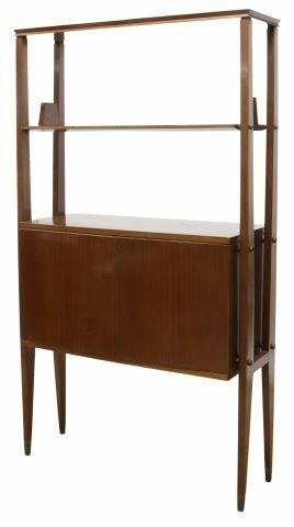 Appraisal: Italian mid-century modern mahogany bookcase room divider c s open