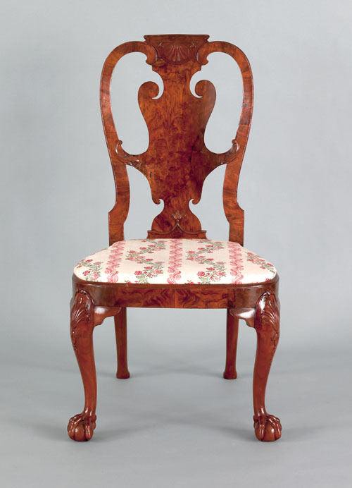 Appraisal: George II carved walnut side chair second quarter th c