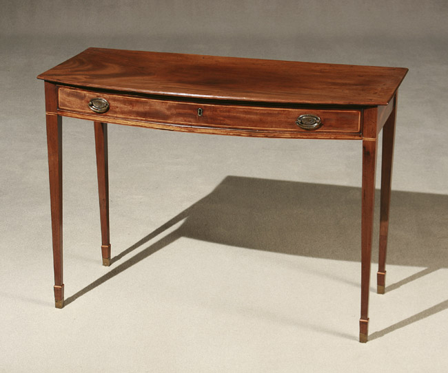 Appraisal: George III Satinwood Inlaid Mahogany Bow-Front Side Table Circa Top