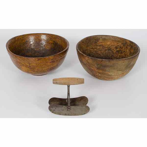 Appraisal: Burl Bowls Plus American Two round burl bowls PLUS a