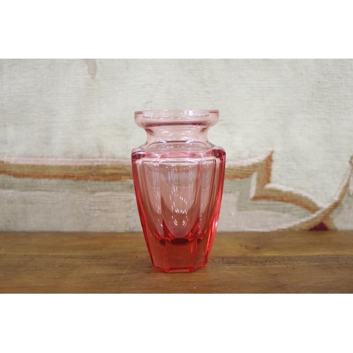 Appraisal: Moser pink cut crystal vase approx cm H