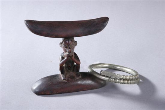 Appraisal: BAYAKA CHILD'S WOOD HEADREST Circa - Republic of Congo Together