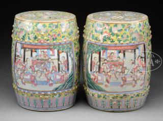 Appraisal: PAIR OF PORCELAIN GARDEN SEATS China th century Each seat