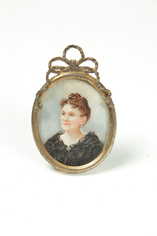 Appraisal: MINIATURE ON IVORY OF A WOMAN Probably American mid th