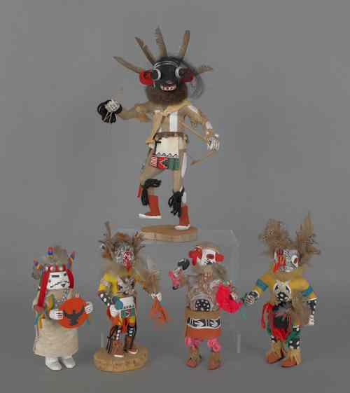 Appraisal: Collection of five kachina dolls tallest -