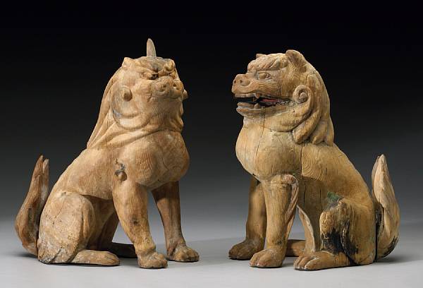 Appraisal: Property of various owners Early Edo Period Each guardian lion