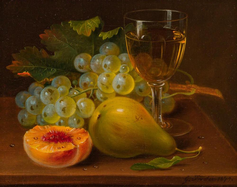 Appraisal: GEORGE FORSTER American - Still Life with Fruit and Wine