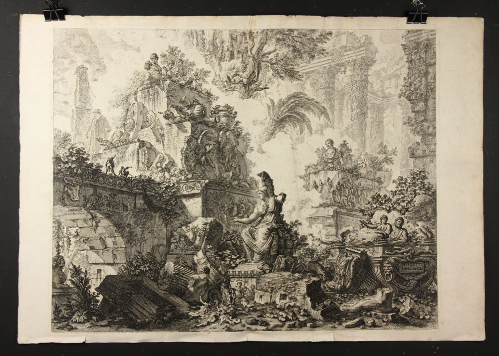 Appraisal: - Piranesi Frontispiece with statue of Minerva Left Half Print