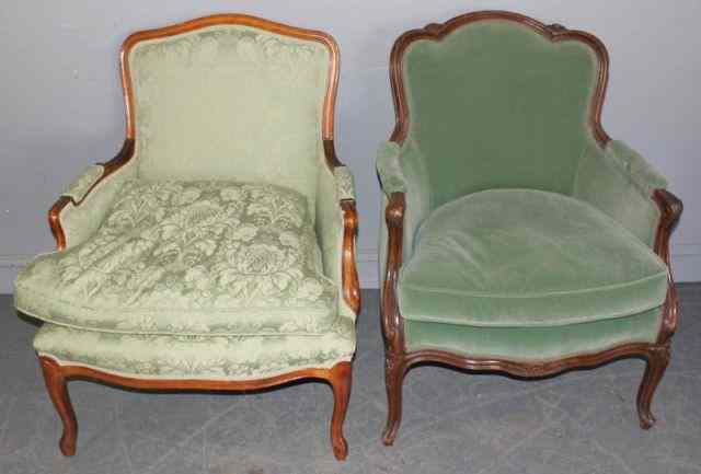 Appraisal: Two Similar Vintage French Style Lounge Chairs From a Bronxville