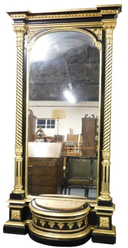 Appraisal: A Regency style gilt wood and ebonised floor standing pier