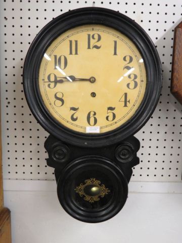 Appraisal: Antique Wall Clock black with gold stenciled view area