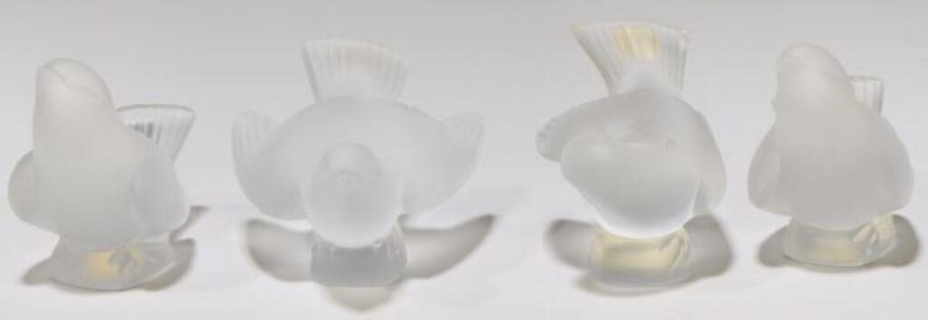 Appraisal: lot of Lalique satin art crystal sparrow figures in three