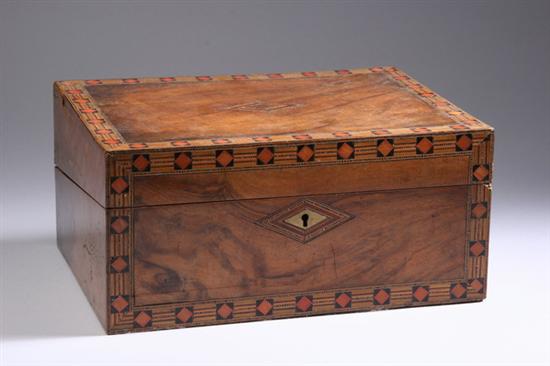 Appraisal: VICTORIAN TUNBRIDGE WARE LAP DESK Circa Hinged lid opening to