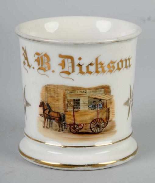 Appraisal: Horse-Drawn Lumber Wagon Shaving Mug Description Unique image of horse-drawn