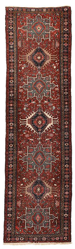 Appraisal: Heriz Runner Persian early th century six central medallions red