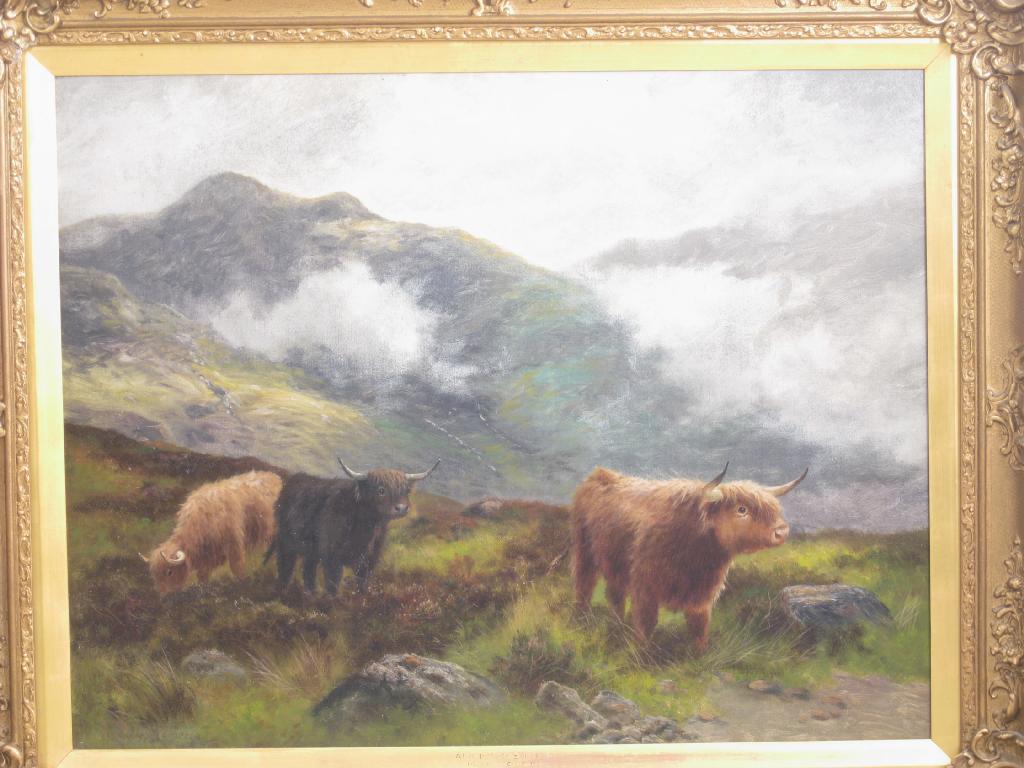 Appraisal: DOUGLAS CAMERON fl c - Highland Cattle in a Glen