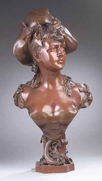 Appraisal: A Bronze Bust of a Shepherdess after a model by