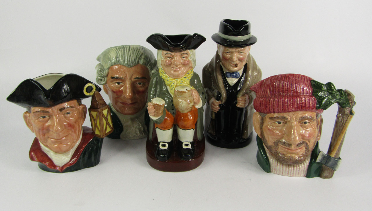 Appraisal: Royal Doulton character jugs comprising The Lumberjack D Apothecary D