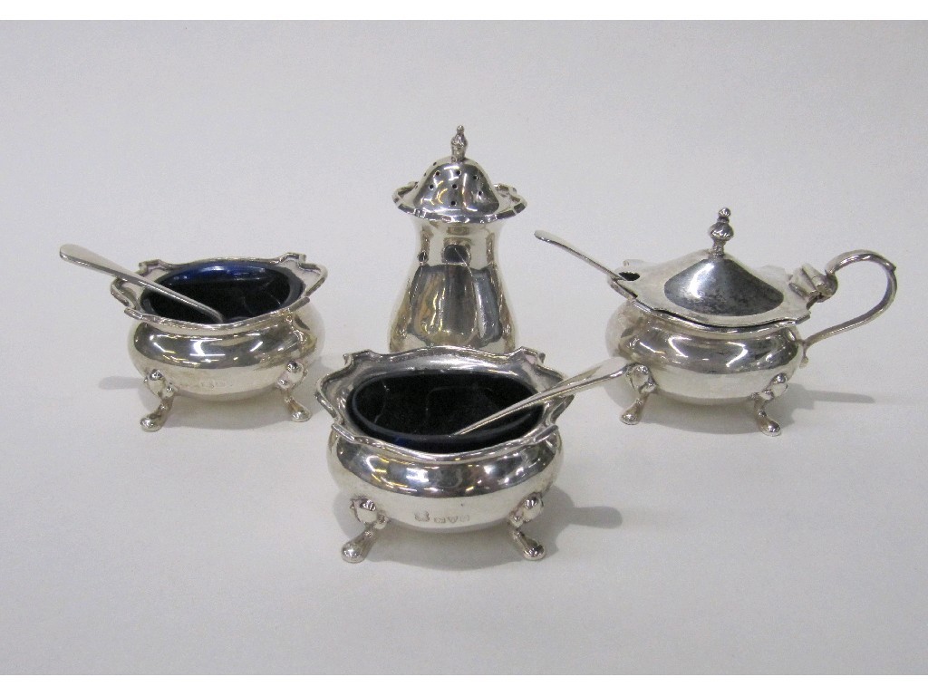 Appraisal: Four piece silver condiment set Chester