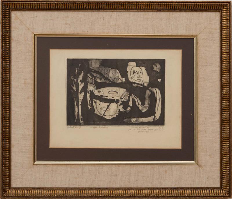 Appraisal: LOUISE NEVELSON - MAGIC GARDEN Aquatint in black on cream