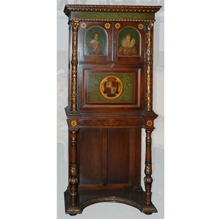 Appraisal: Renaissance Style Parcel Painted Mahogany Secretary Bookcase Estimate -