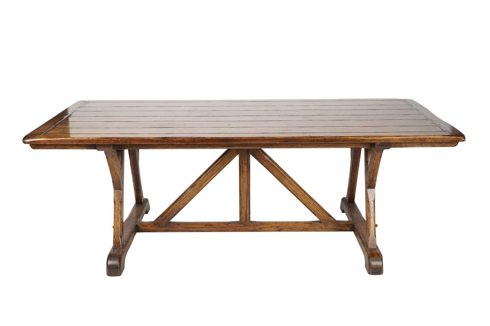 Appraisal: RUSTIC-STYLE DINING TABLElate th st century with plank top inches