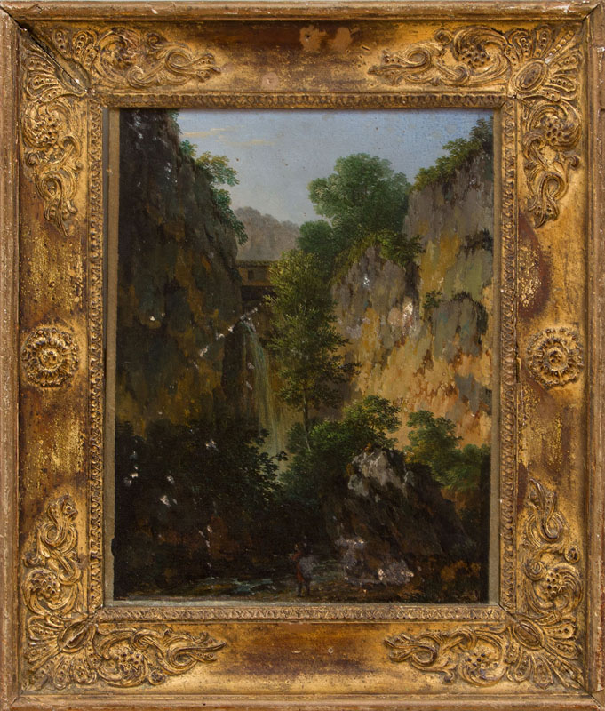 Appraisal: PIERRE ANTOINE MARCHAIS - ARTIST SKETCHING A WATERFALL Oil on