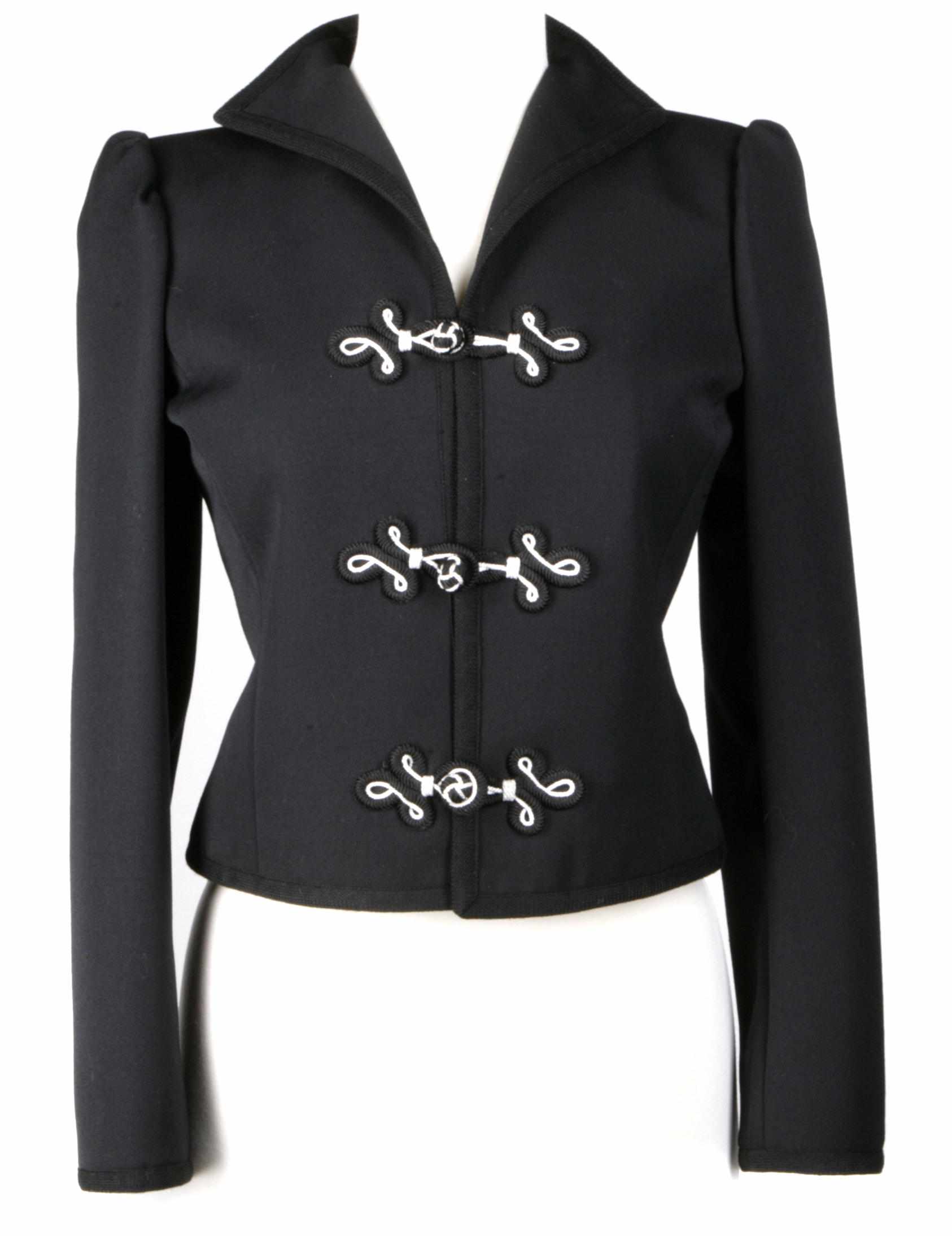 Appraisal: An Yves St Laurent black ribbon trimmed jacket size together