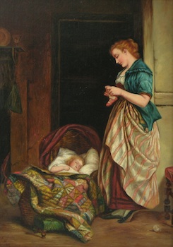 Appraisal: A White Continental School th Century Mother and sleeping child