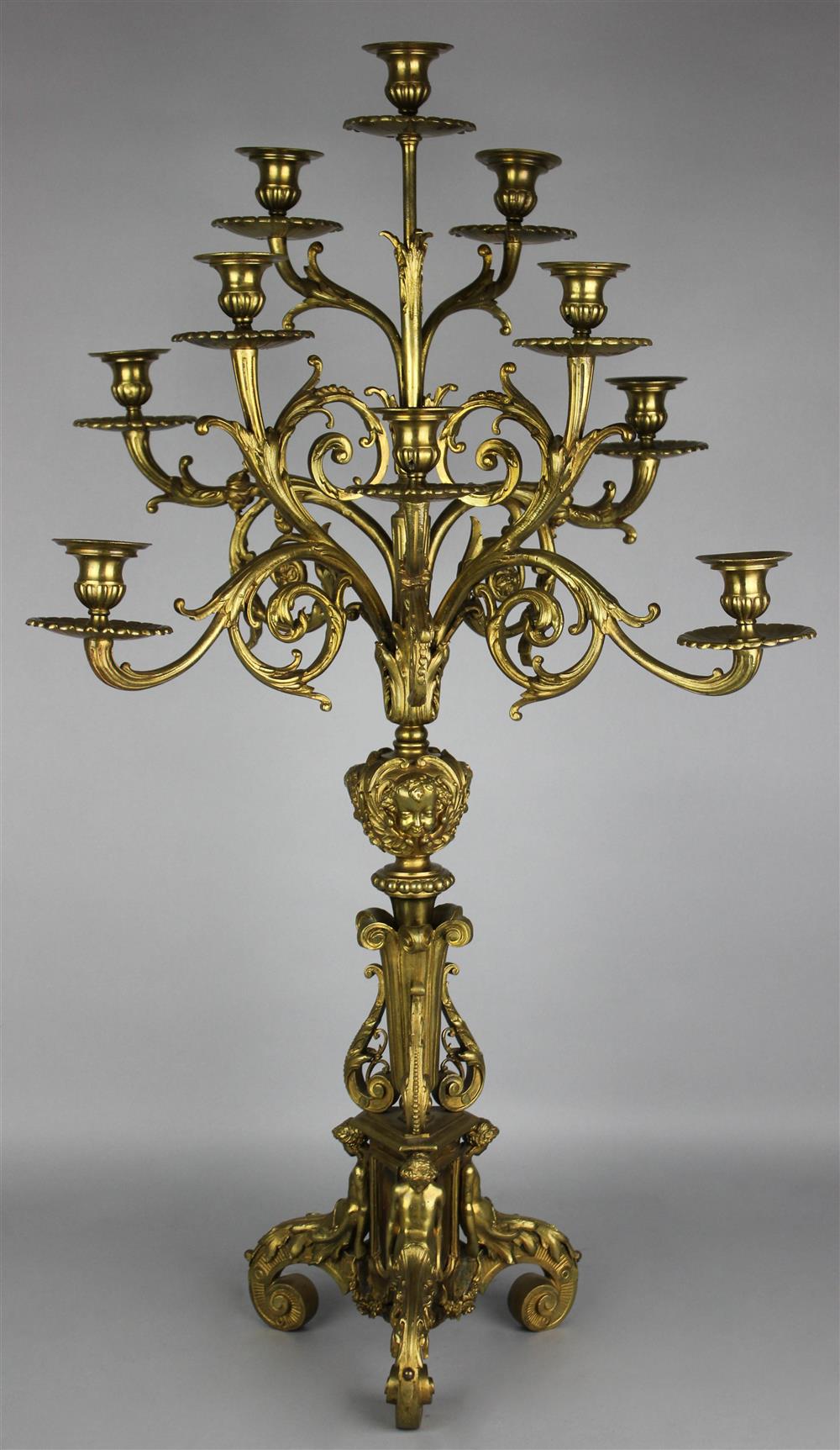 Appraisal: LOUIS XV STYLE GILT BRONZE LARGE TEN LIGHT CANDELABRUM mid-to-late