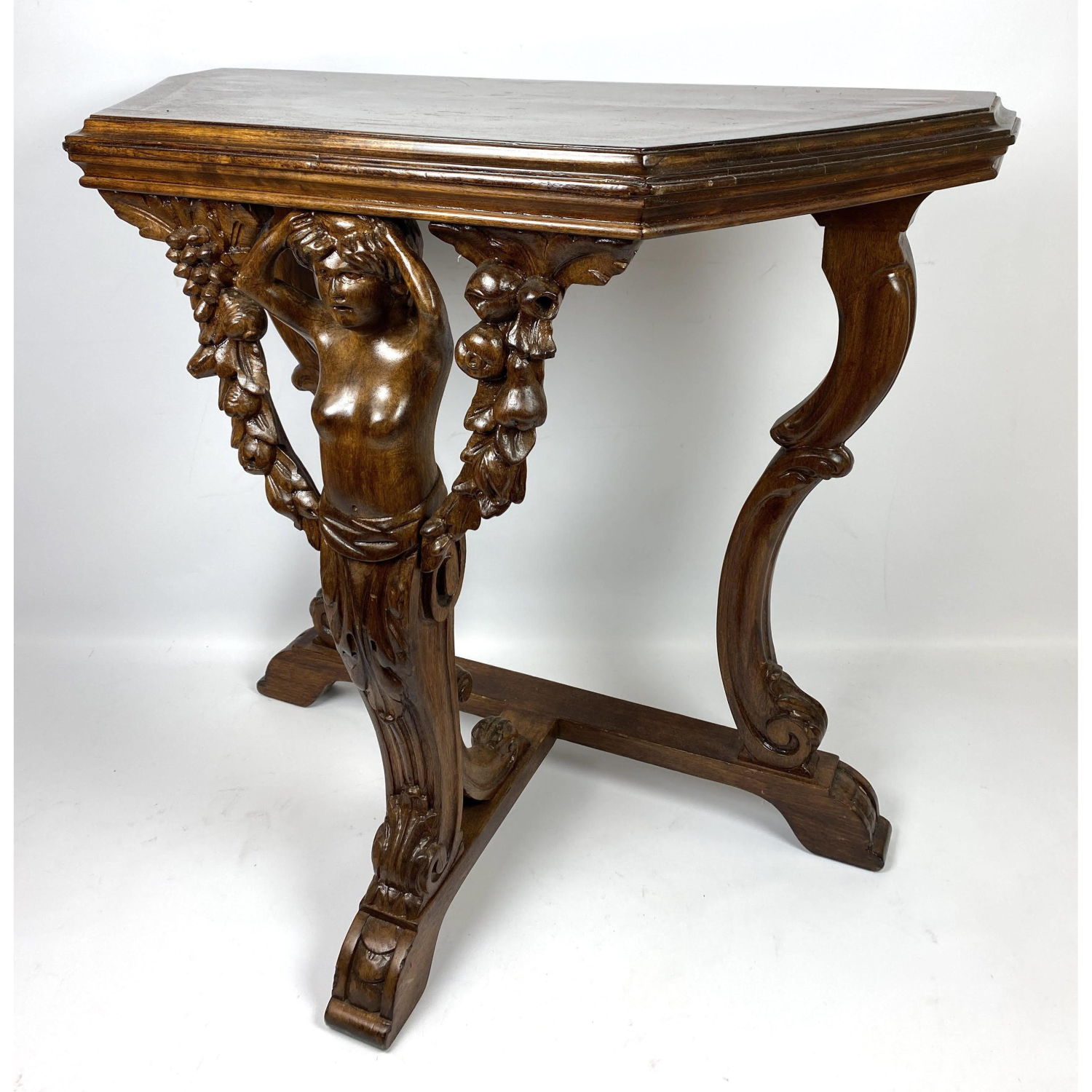 Appraisal: Carved Mahogany Occasional Wall Table Figural Dimensions H inches W