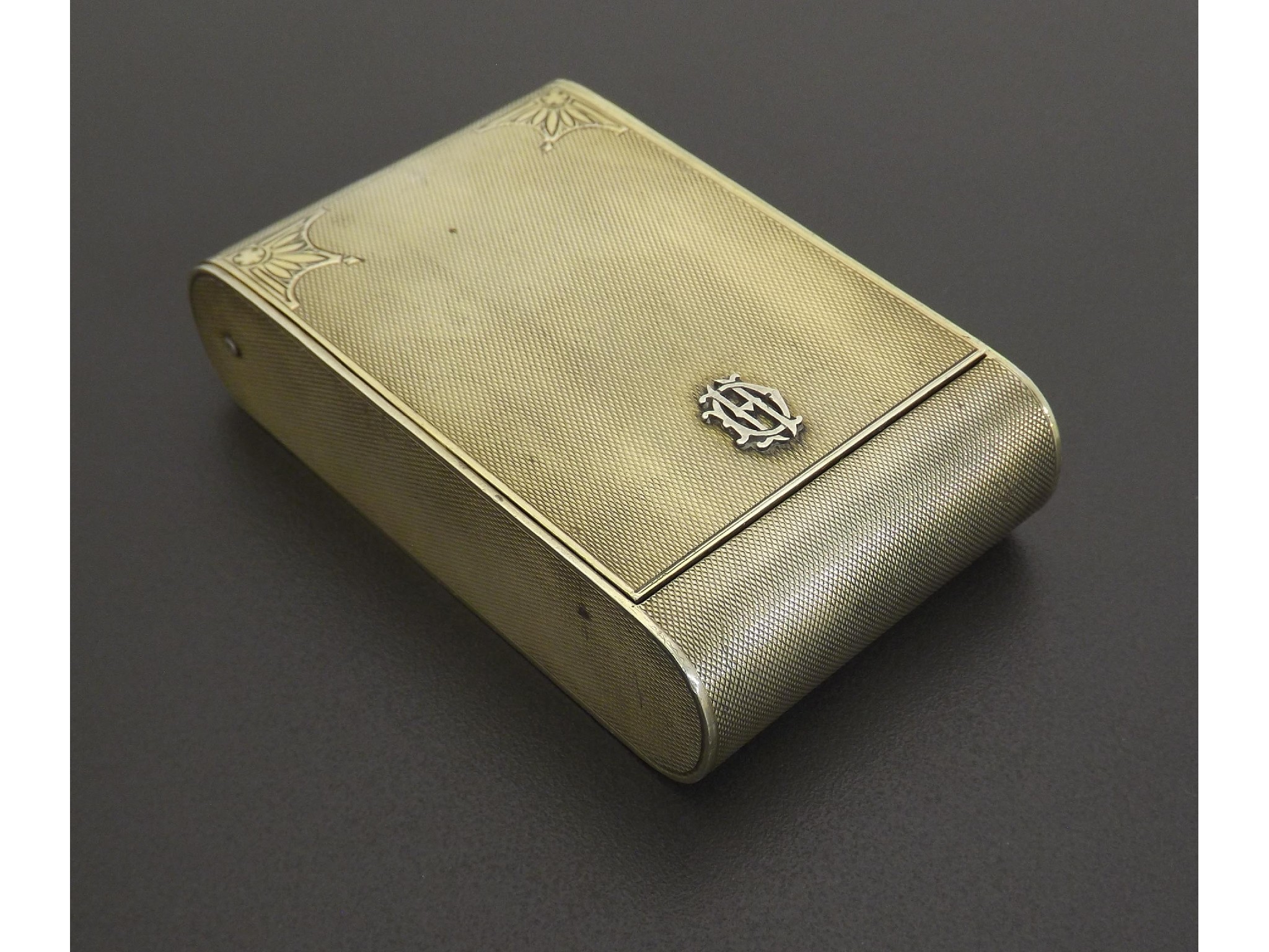 Appraisal: Asprey London silver-gilt folding travel clock case with a square