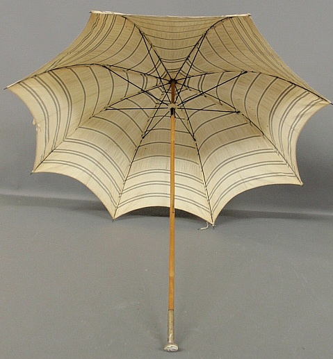 Appraisal: - Rare Wiener-Werkstatte parasol with a hammered metal and enameled