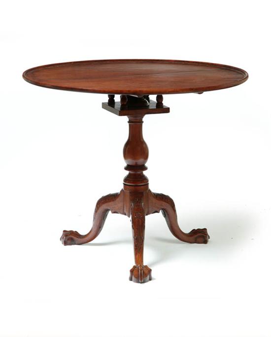 Appraisal: CARVED CHIPPENDALE TILT-TOP TEA TABLE Philadelphia Pennsylvania - mahogany Dish