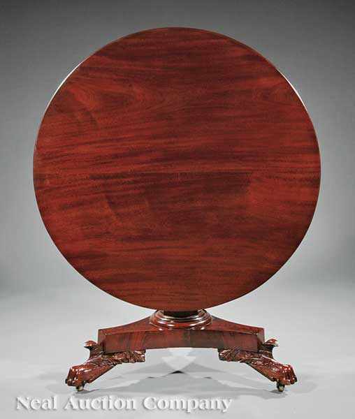 Appraisal: An American Classical Carved Mahogany Tilt-Top Center Table early th