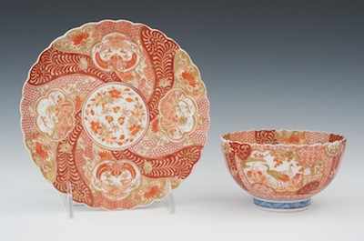 Appraisal: A Fine Kutani Bowl and Plate Late Meiji Period Finely