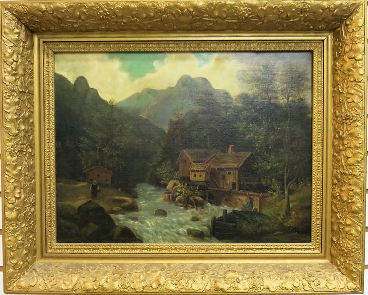 Appraisal: LATE TH EARLY TH CENTURY OIL ON CANVAS river landscape