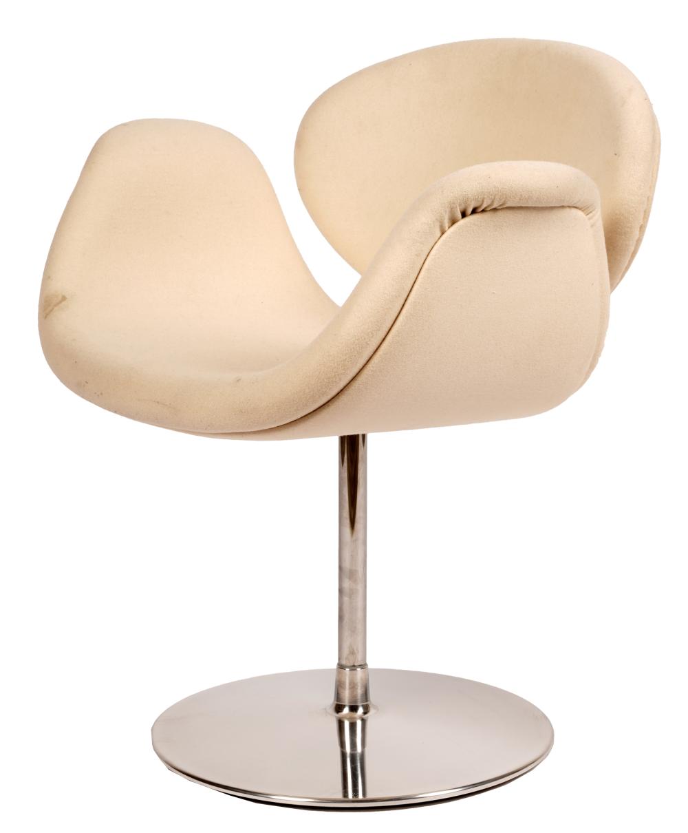 Appraisal: PIERRE PAULIN ARTIFORT TULIP SWIVEL ARMCHAIRFrance s cream-colored wool and