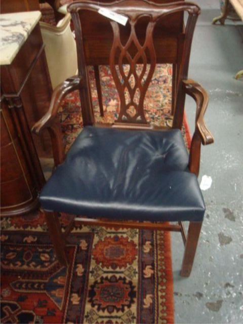 Appraisal: Pair of Chippendale Style Mahogany Arm Chairs Some wear on