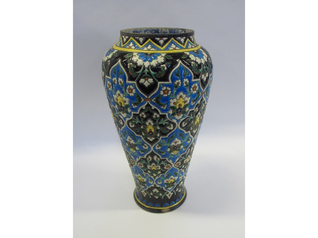 Appraisal: J Vieillard Bordeaux vase with all over floral decoration inside