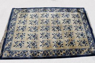 Appraisal: Antique Blue White Oriental Rug Antique Blue White Oriental Rug