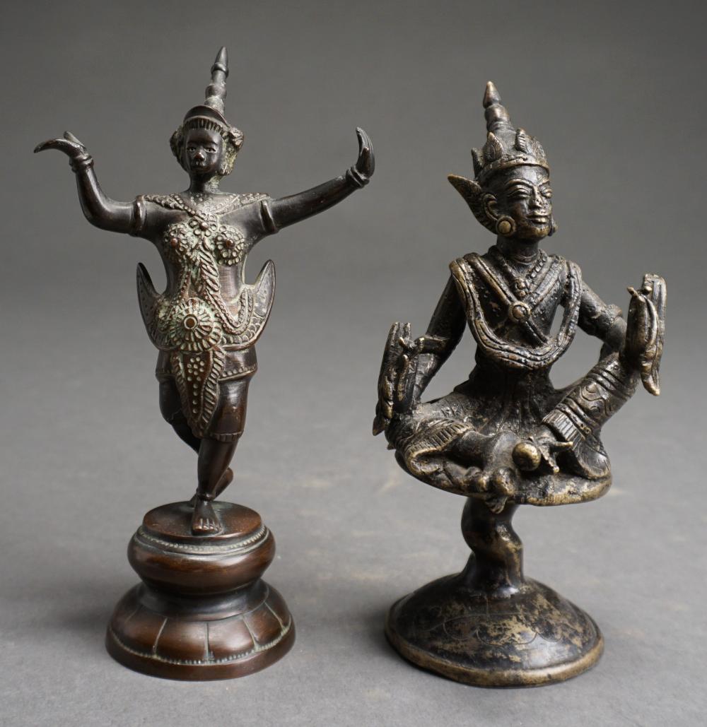 Appraisal: Two Southeast Asian Patinated Bronze Figures of Deities H of