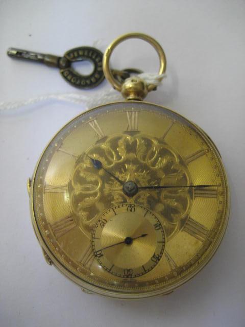 Appraisal: A GENTLEMAN'S VICTORIAN CT GOLD KEY WIND POCKET WATCH the