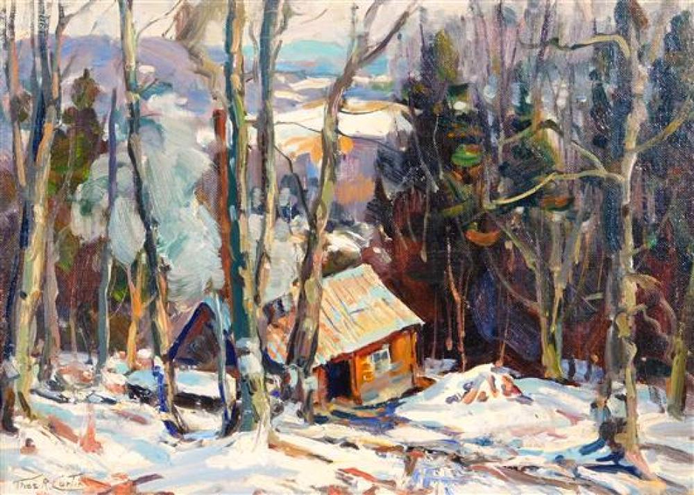 Appraisal: Thomas R Curtin American - Sugaring Off oil on canvas