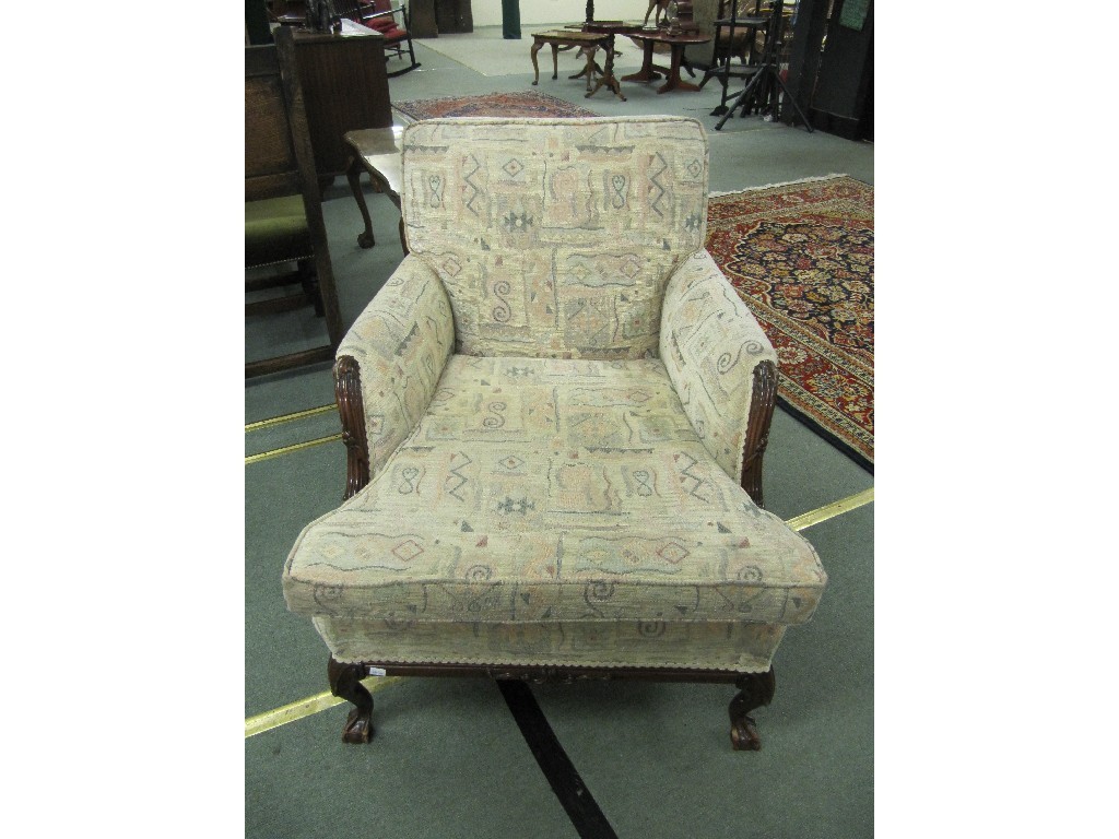 Appraisal: Mahogany framed upholstered armchair