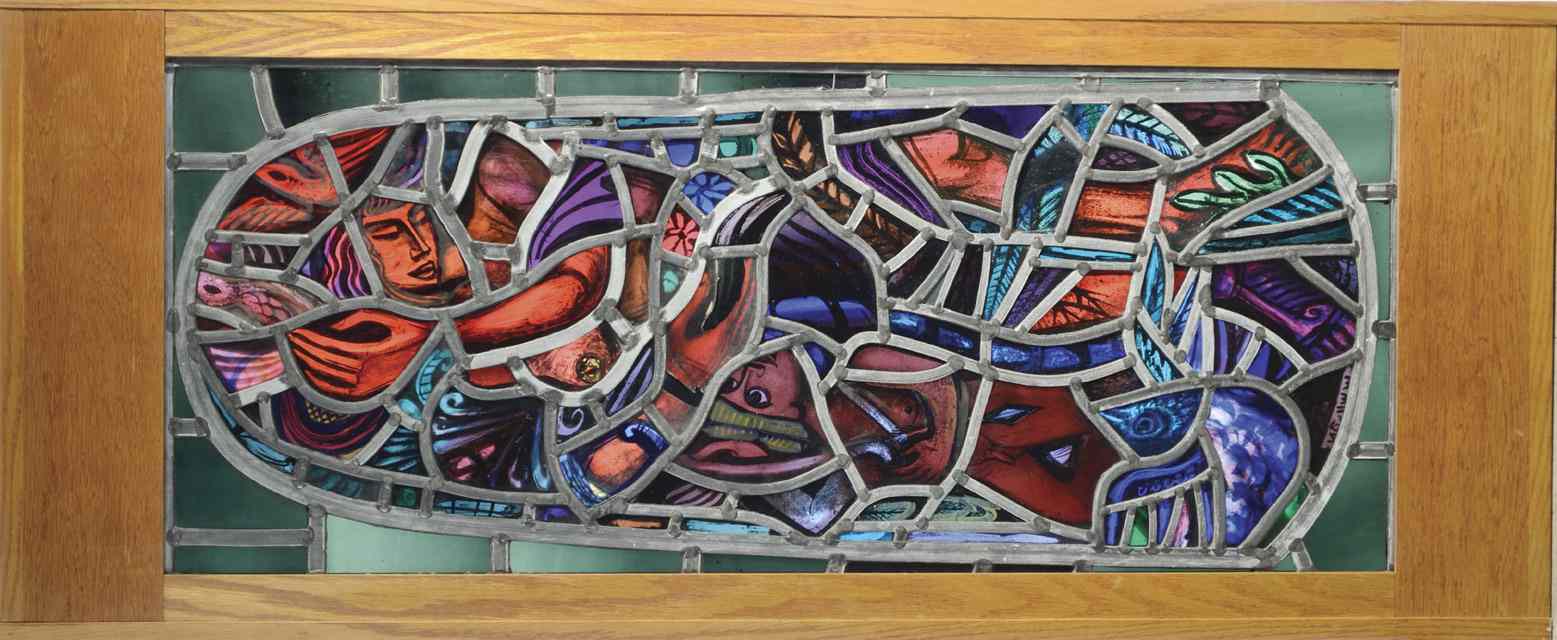 Appraisal: WILLIAM WILSON SCOTLAND - STAINED AND LEADED GLASS WINDOW PANEL